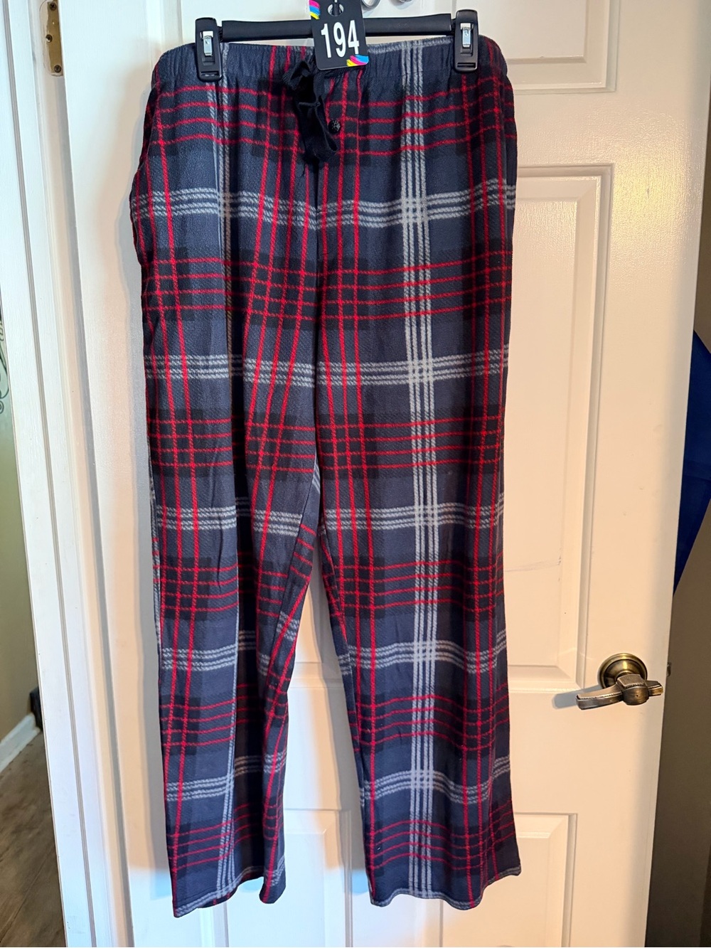 Mens Plaid Pajama Pants with Red Accents